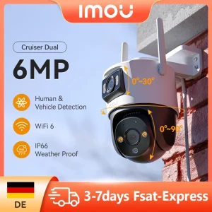 IMOU Cruiser Dual Lens 6MP PT Camera AI Voertuigdetectie Smart Kleur Nachtzicht Home Security Surveillance Outdoor Camera