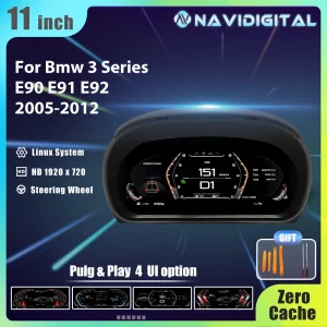 Navigital 11''inch LCD Dashboard Voor BMW 3 Serie E90 E91 E92 2005-2012 Jaar Ondersteuning Carplay Panel Virtuele cockpit snelheidsmeter