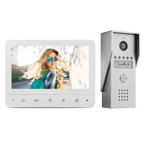 TMEZON videodeurtelefoon 4-draads, intercom met deurbel, deurtelefoon met camera, 7 inch kleurendisplay, 120 ° Breedbeeldcamera
