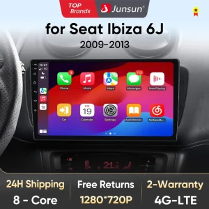 Junsun V1 AI Voice Draadloze CarPlay Android Auto Radio voor Seat Ibiza 6j 2009-2013 4G Auto multimedia GPS 2din autoradio WIFI