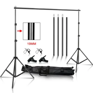 SH Achtergrond Stand Ondersteuning Systeem Fotografie Studio Achtergrond Kit Houder met Draagtas voor Mousseline Achtergronden, Papier en Canvas