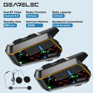 GEARELEC GX12 Motor Bluetooth Helm Intercom 2000m 2-10 Rijders Communicatie Motor Interphone FM Radio Muziek delen