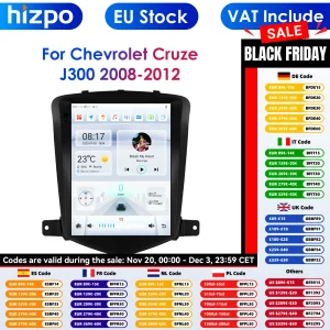 Hizpo 9.7 "Android 13 Autoradio Voor Chevrolet Cruze J300 2008-2012 Multimedia Videospeler Gps 2din Carplay Auto Stereo Headunit