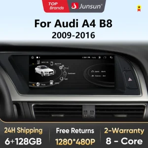 Junsun 8 core Draadloze CarPlay Android Auto Radio Multimedia Voor Audi A4 A4L B8 2009-2016 4G WiFi IPS Touchscreen Autoradio