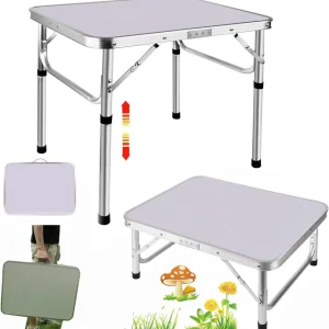 Opvouwbare Campingtafel, Draagbare Picknicktafel Voor Binnen/Buiten, Balkon, Markt, Keuken, Werk, 2 Hoogtes 20Cm/56Cm, Afmeting: 60X45Cm