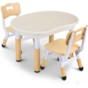 Kindertafel met 2 stoelen zitgroep In hoogte verstelbare schildertafel en stoelenset, kunststof bureau voor kinderdagverblijf/thuis