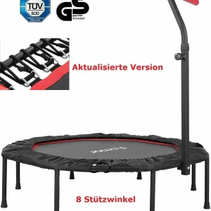 Fitness Trampoline Opvouwbare Trampoline Voor Volwassenen Ø127Cm In Hoogte Verstelbare Handgreep Springtrampoline Binnen/Buiten