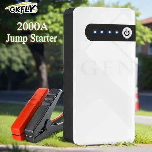 GKFLY 12V Draagbare Auto Starthulp 2000A Auto Accu Booster Oplader Auto Nood Booster 44.4Wh Powerbank Startapparaat
