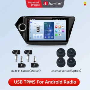 Junsun Usb Bandenspanning Monitoring Alarmsysteem Tpms Met 4 Interne Sensoren Voor Auto Dvd Speler Navigatie Auto Accessoires