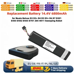 Nieuwe Originele Vervangende Batterij 14.4V 6800mAh voor Neato Botvac D3 D4 D5 D6 D7 D301 D303 D502 D503 D701 205-0011 Vegen Robot