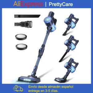 PrettyCare draadloze stofzuiger, krachtige 25KPA draadloze stofzuiger, 40 minuten gebruikstijd, verwijderbare batterij, 1,2 liter laag