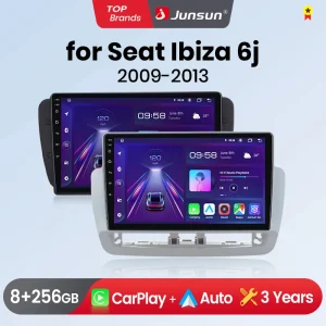 Junsun Draadloze CarPlay Android Auto Radio Voor zitten Ibiza 6d 2009-2013 Auto smart Systemen RDS BT DSP 2 din Autoradio
