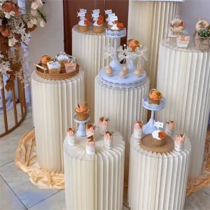 Opvouwbare Bruiloftstage Rekwisieten Roman Column Cake Dessert Tafel Staan Cake Decor Feestbanket Decoratie Baby Shower Display Stand