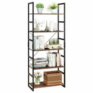 Homfa 5-laags industriële ladderplank Vintage boekenplank opslag boekenplank voor kantoor badkamer woonkamer 60x30x165 cm