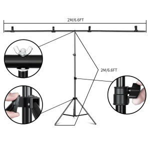 Achtergrond T-vormige standaard statief 2X2M achtergrond fotografie verstelbaar ondersteuningssysteem fotostudio voor niet-geweven mousseline achtergr