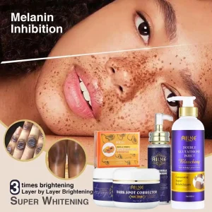 AILKE dubbele glutathion verheldert huidverzorgingsset, lichter, vermindert donkere vlekken, sproeten, melanine, schone huidbereik voor mannen, vrouwe