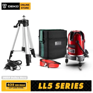 Deko LL5 Serie 5 Lijn 6 Punten Rood/Groene Laser Niveau Zelfnivellerende Horizontale & Verticale 360 Graden aanpassing Hogere Zichtbaarheid
