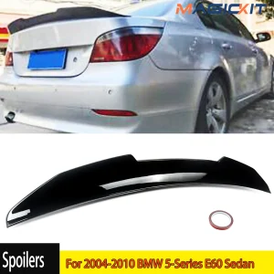 Voor BMW E60 528i 535i 2004-2010 Glanzend Zwart Eendenbek PSM Stijl Kofferbak Spoiler Lip