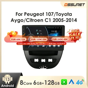 Android Autoradio Voor Peugeot 107 Toyota Aygo Citroen C1 2005-2014 draadloze CarPlay Android Auto 8581 Auto Intelligente Speler