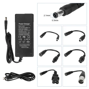 42V EU elektrische fietsacculader 42V / 1,5A oplader met 6 adapterkabels Elektrische lithiumbatterij E-bike acculader