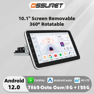 1din 10.1 "Universele 4G Android Autoradio 360 Draaibaar Scherm Multimedia Videospeler Autoradio Gps Navi Head Unit Carplay Wifi