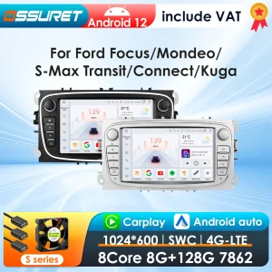 2 Din Carplay Android12 Autoradio Voor Ford/Focus/S-Max/Mondeo 9/Galaxyc-Max Auto Multimedia Speler Navigatie Gps Wifi 7862