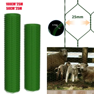 DayPlus Hexagonalgeflecht 25m-100cm hoog Garden Fence Mesh Wire Mesh Drahtgitter Zaun PVC-coichtetes Kaninchwire