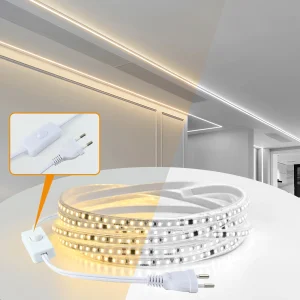 220V LED-stripverlichting, 120 leds / m led-lintkleefstof, flexibele buitenlamp waterdichte LED-tape, keuken, thuiskamer binnenverlichting