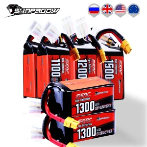 2 stks Sunpadow 22.2 V 6 S Lipo Batterij 1100 mAh 1300 mAh 1500 mAh 120C Soft Pack met XT60 Plug voor RC FPV Drone Racing Hobby Vliegtuig