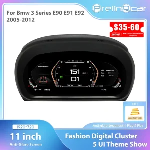1920*720 Auto Lcd Dashboard For BMW 3 Series E90 E91 E92 2005 6 7 8 9 10 11 12 Years Panel Virtual Cockpit Speedometer Voor