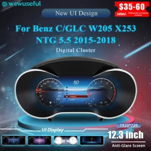 12.3 ''Instrumentenpaneel Cockpit Voor Benz C GLC S205 W205 V205 117X253 2015-2018 Ntg5.0 4.5 5.5 Auto Digitale Dashboard Cluster