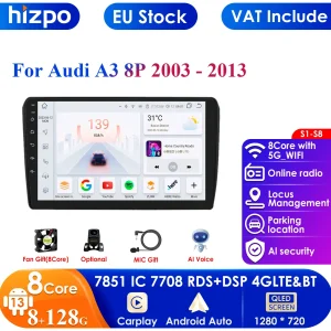 9 ''Ai Systeem 2din Android Auto Radio Multimedia Video Speler Voor Audi A3 8P 2003-2011 S3 Rs3 Sportback Gps Carplay Auto 4G Rds