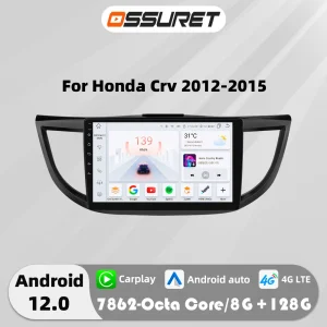 4G Carplay Android 12 Auto Autoradio Voor Honda Crv Cr V 2012 - 2016 Multimedia Videospeler Gps Navi Stereo 2din Swc Autoradio
