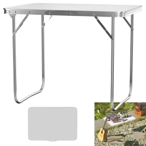 EFAN 2.6FT/80CM Aluminium Klaptafel Campingtafel Draagbare Catering Eettafel voor Picknick Tuinfeest BBQ,80x60x69cm