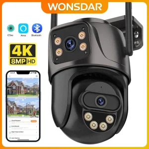 WONSDAR 4K PTZ WIFI Camera Dual Lens Dual Screen IP Camera Buiten HD Auto Tracking Beveiliging CCTV Surveillance iCSee