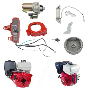 Elektrische Start Motor Ontsteking Kit Vliegwiel Starter Sleutelschakelaar Past GX160 GX200 5.5HP 6.5HP Honda Coil Fan Cover Shourd