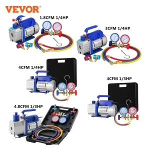 Vacuümpomp met meters AC-koelmiddel HVAC-koeling Vacuümverpakking Airconditioning Auto-onderhoud 1.8-4.8CFM