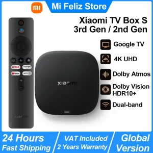 Xiaomi Mi TV Box S 3rd / 2nd Gen, Android Smart TV Box Mediaspeler 4K UHD Google TV Dolby Vision HDR10 + Google Assistant BT5.2