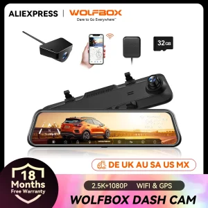 Wolfbox Wifi Achteruitkijkdashcam G 840H 12Inch Voor En Achter Wifi Dashcam Wdr 2K 140fov Wolfbox Wifi Auto Dvr Super Nachtzicht