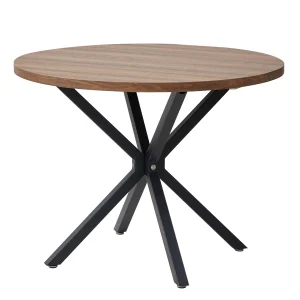EGOONM Nordic Ronde Tafel Massief Houten Tafel met Houten Deksel en Stalen Frame Salontafels Woonkamer Kantoor Meubelen 100CM