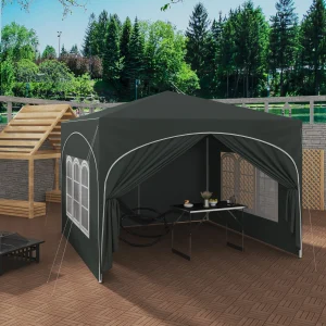 WOLTU Opvouwbare tuinluifel met 4 zijwanden 3x3m Feesttent Waterafstotend UV-bescherming In hoogte verstelbaar voor kamperen Picknick