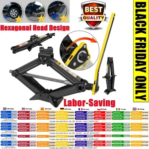 Auto Schaar Jack 2T Auto Emergency Crank Lift Stand Arbeidsbesparende Reparatie & Band Vervanging Tool met Sleutel voor SUV Voertuigen