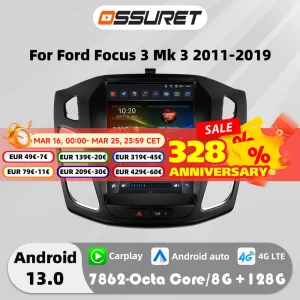 9.7 "7862 Carplay Android 13 Auto Autoradio voor Ford Focus 3 MK 3 2011-2019 Multimedia speler GPS navi Stereo 4G Scherm hoofd Unit