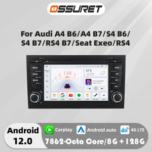 2 Din Android Autoradio Gps Navi Carplay Voor Audi A4 B6 2000-2006 S4 B7 Rs4 Seat Exeo Multimedia Speler Android Auto Head Unit