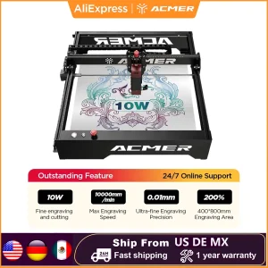 ACMER P1 10W krachtige lasergraveerder Wifi APP-bediening Houtbewerking Snijmachine Hout lederen paneelgravure 400x410mm Grootte