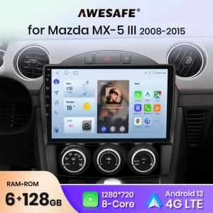 AWESAFE PX9 AI Voice 2 din Android Auto Radio Voor Mazda MX-5 III 3 NC 2008-2015 Carplay Auto multimedia GPS 2din autoradio