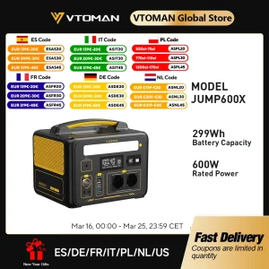 VTOMAN JUMP 600X draagbare krachtcentrale 299Wh zonnegenerator LiFePO4 1200W piekvermogen Powerstation noodback-up
