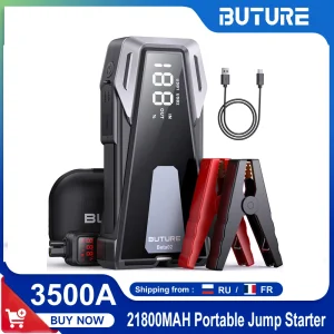 Buture Auto Jump Starter 2500a Auto Acculader Auto Starter Draagbare Powerbank Groot Display Krachtige Auto Booster
