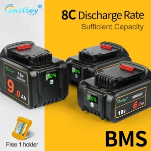 Waitley Batterij voor Dewalt elektrisch gereedschap for dewalt 18 V 6Ah DCB184 DCB200 oplaadbare elektrische tool Lithium batterijen 20V 18Volt 18 v 9