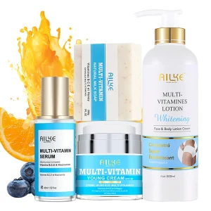 Ailke Natuurlijke Multi-Vitamine Huidverzorgingsset, Bliksem, Verhelderend, Voed, Hydraterend, Antioxidant, Verwijder Smet